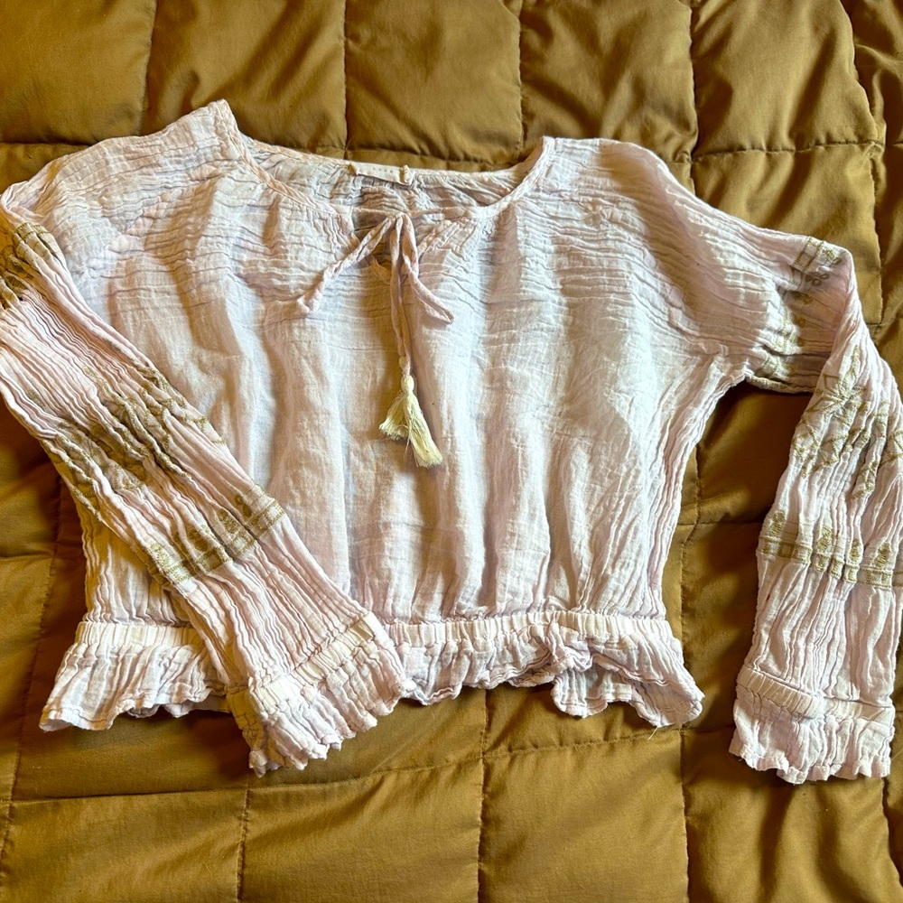 Lightweight gauzy crop top. Lush brand. Size Small